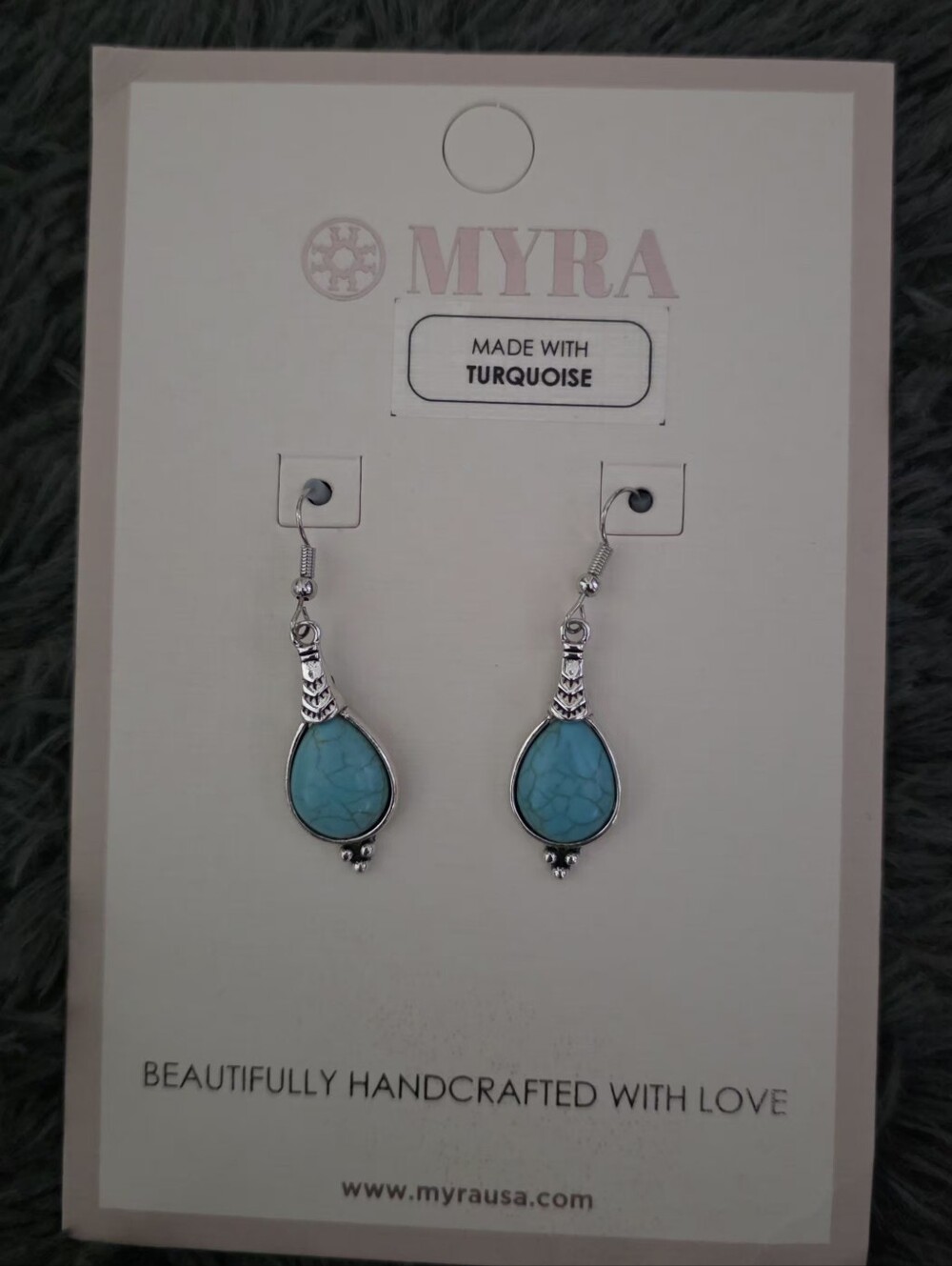 Myra Turquoise Teardrop Dangle Earrings - Turquoise Silver